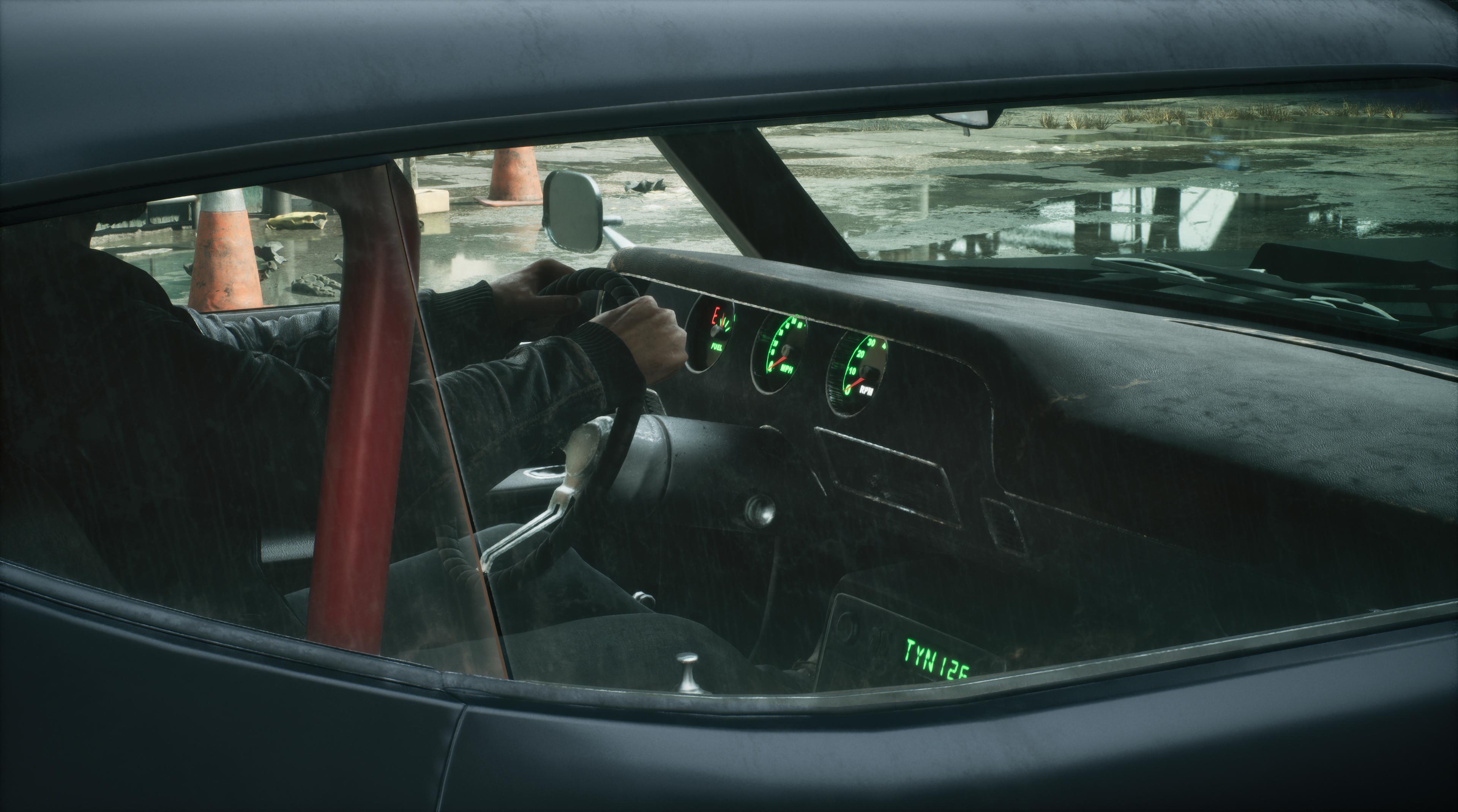 Vue cockpit d'une voiture en conduite