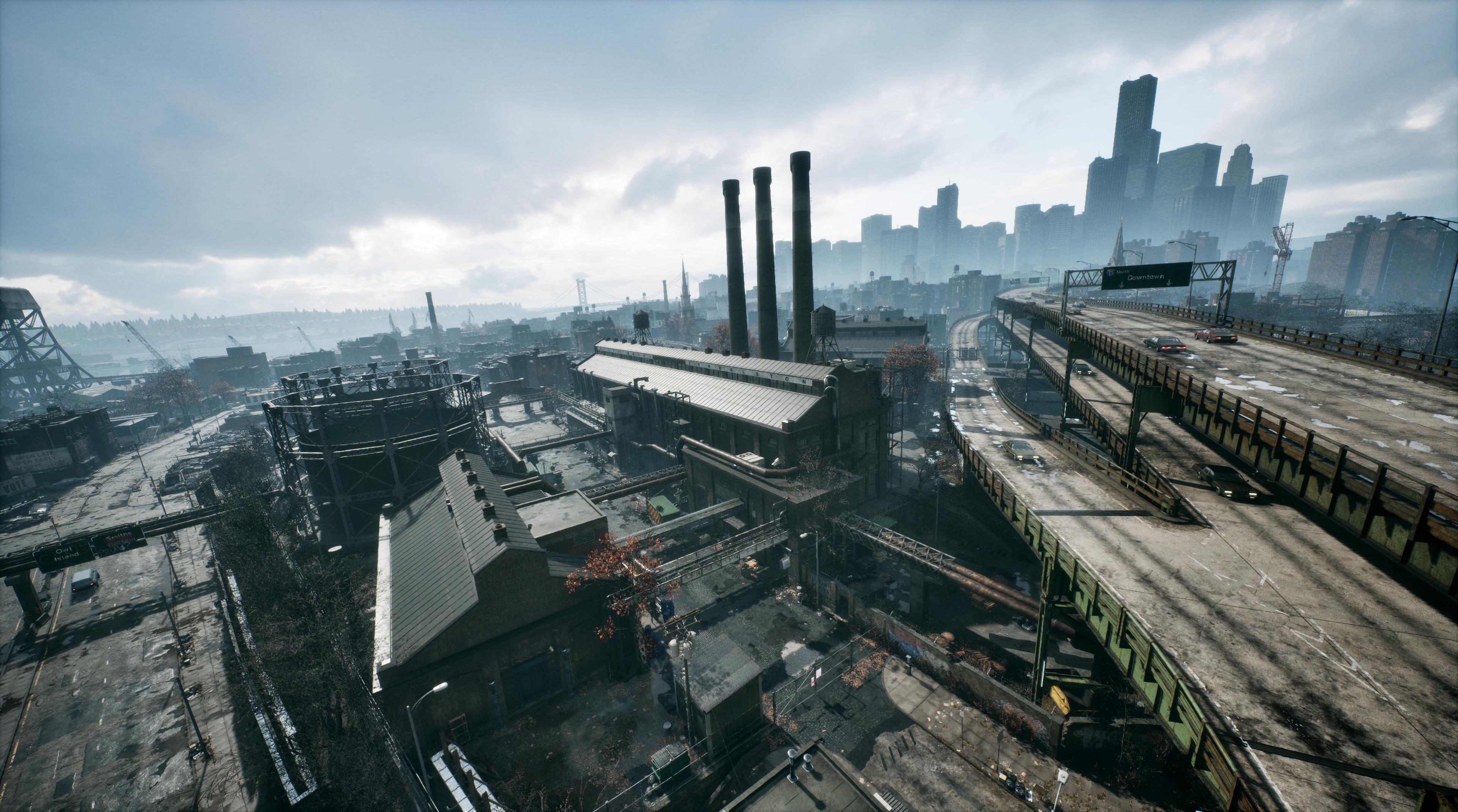 Vue panoramique de Tyndalston, ville post-industrielle